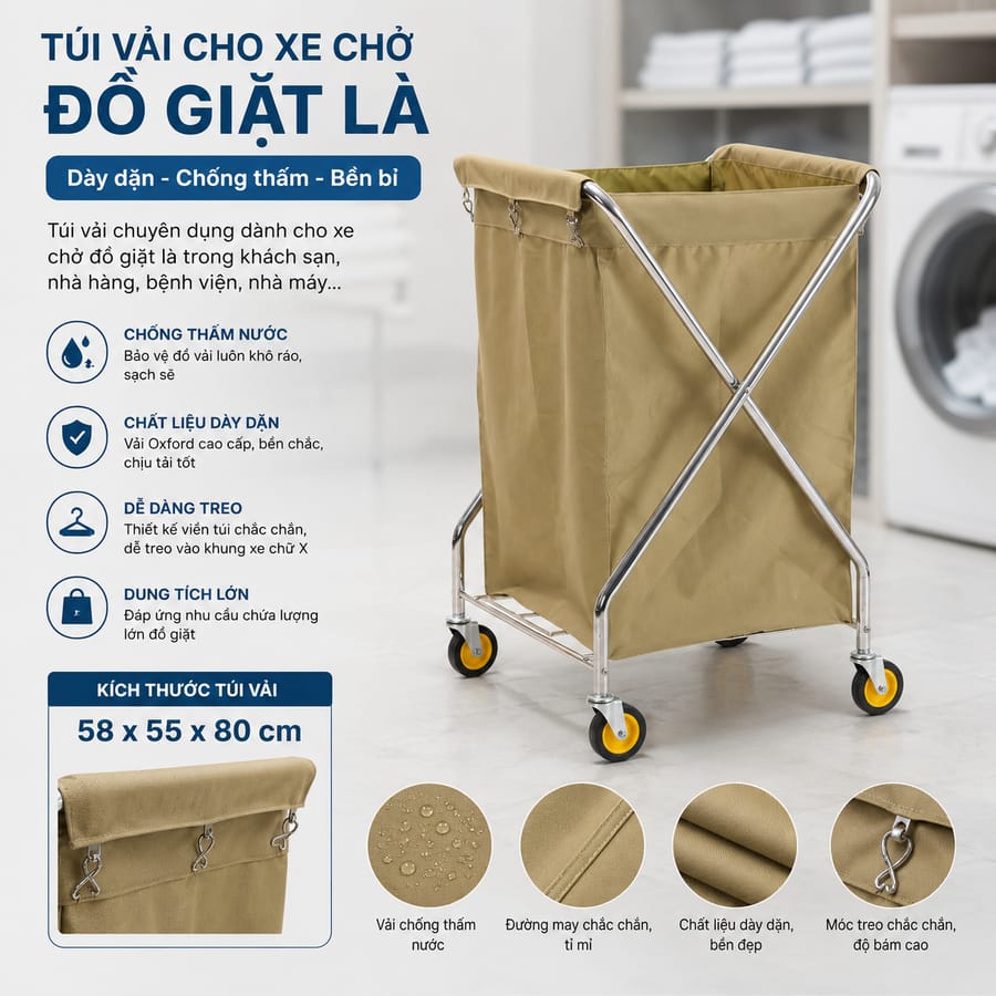 Túi vải xe thu gom đồ giặt ủi của Hành Tinh Xanh