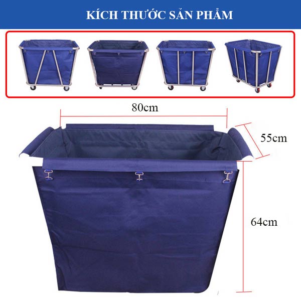 Chi tiết kích thước túi vải của xe thu gom đồ vải bẩn