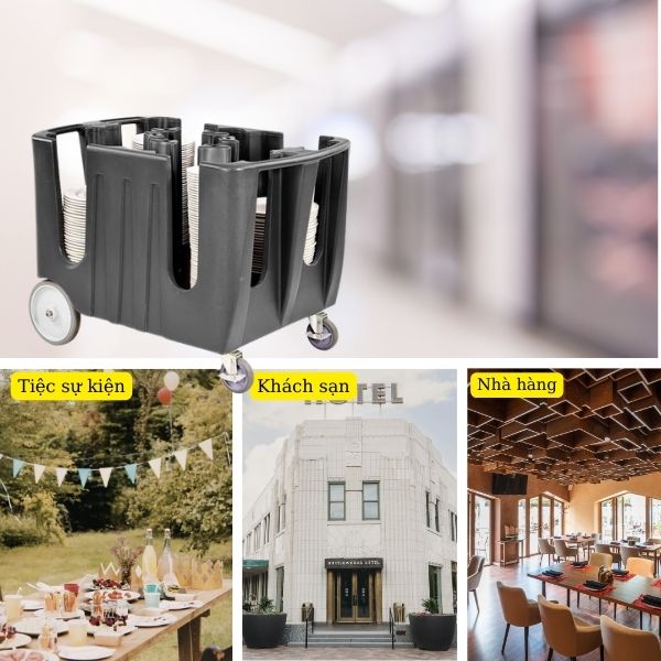 Xe chở bát đĩa chuyên dụng màu ghi xám