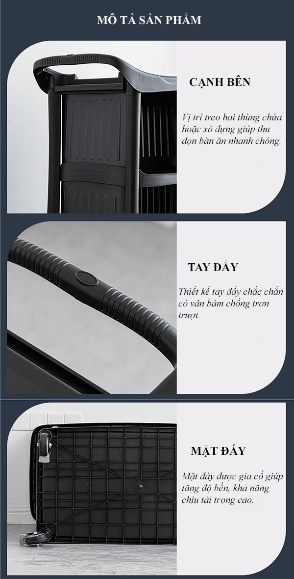 Chi tiết đặc điểm các bộ phận cấu thành xe phục vụ bàn