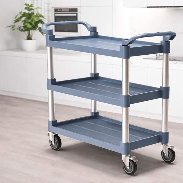 Mẫu xe đẩy đa năng 3 tầng khung nhôm, mặt bàn nhựa