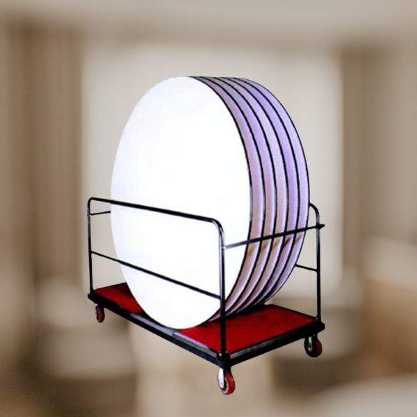 Thiết kế xe đẩy chắc chắn, chở được nhiều mâm kính tròn