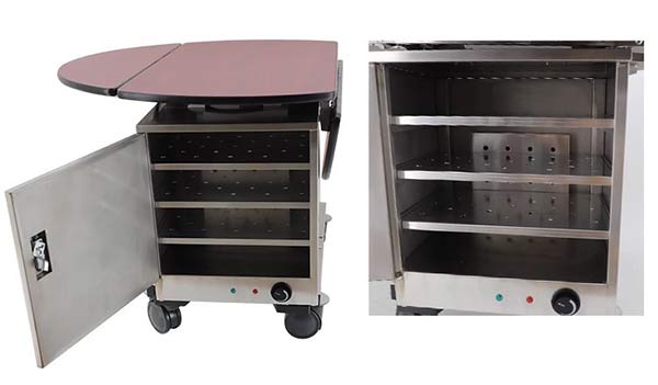 Kết cấu bên trong tủ giữ nhiệt của Xe đẩy có tủ giữ nhiệt đồ ăn