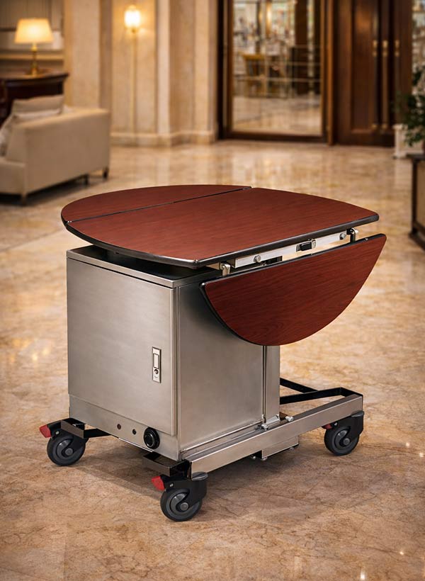 Mẫu xe đẩy phục vụ có tủ giữ nhiệt cho đồ ăn