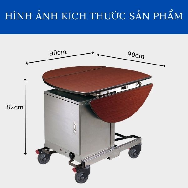 Tham khảo kích thước của xe đẩy có tủ giữ nóng đồ ăn
