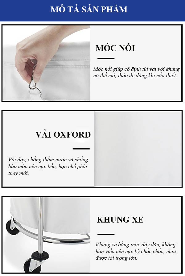 Đặc điểm thiết kế của xe chở đồ vải y tế, khách sạn