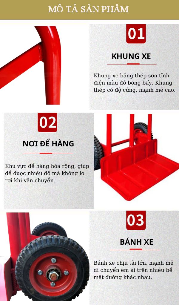 Đặc điểm và kết cấu của xe đẩy hàng hóa 2 bánh