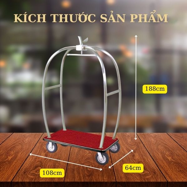 Tham khảo kích thước xe đẩy hành lý thông minh dùng tại resort