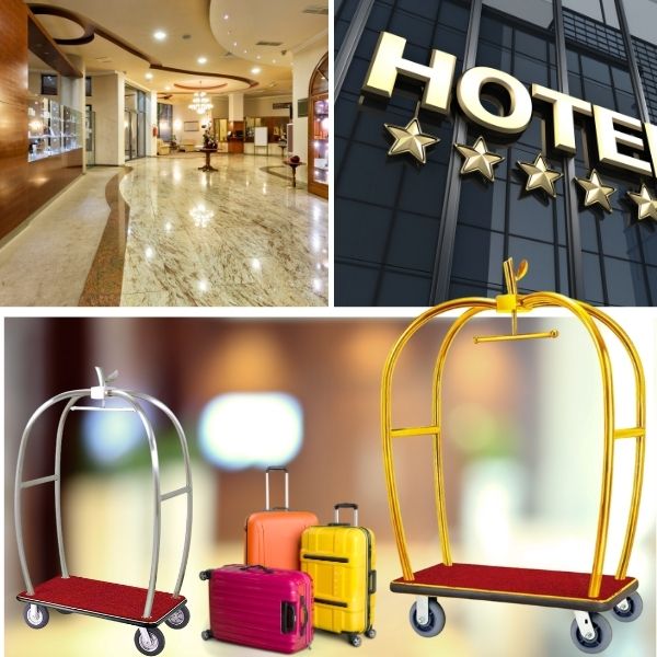 Các resort rất tin tưởng sử dụng xe chở hành lý inox