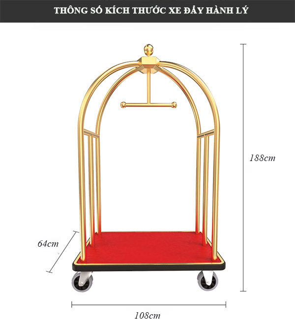 Thông số kích thước xe kéo hành lý khách sạn