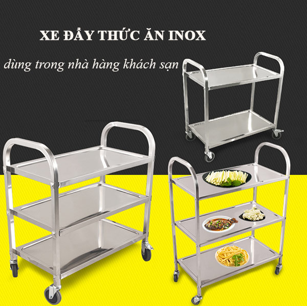 Xe đẩy thức ăn inox đảm bảo vệ sinh