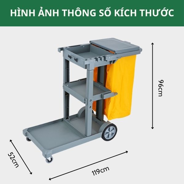 Xe đẩy làm vệ sinh chữ L có nắp