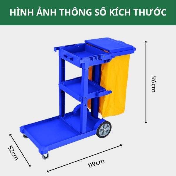 Xe đẩy làm vệ sinh chữ L có nắp