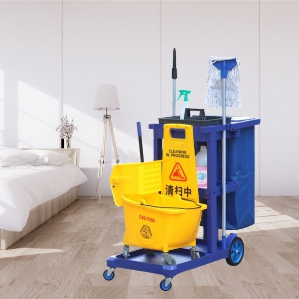 Xe đẩy làm vệ sinh chữ L có nắp