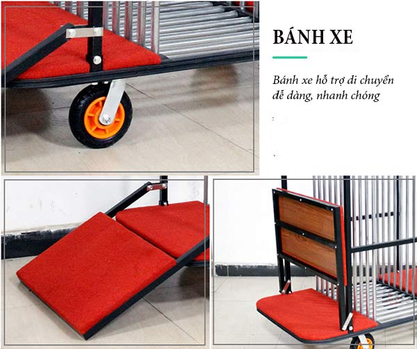 Đặc điểm từng bộ phận của xe đẩy mâm kính bàn ăn có cầu lên