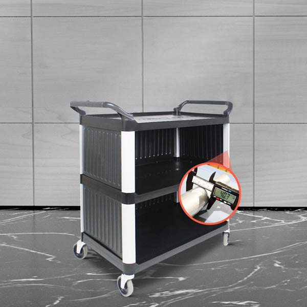 Khung nhôm xe đẩy 3 tầng dày dặn, chắc chắn