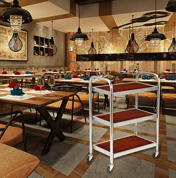 Mẫu xe đẩy phục vụ nhà hàng 3 tầng đẹp, sang trọng