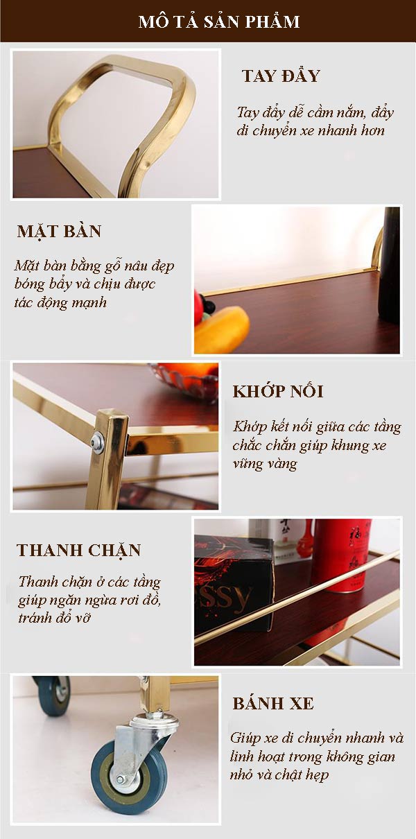 Chi tiết các bộ phận cấu thành xe phục vụ bàn