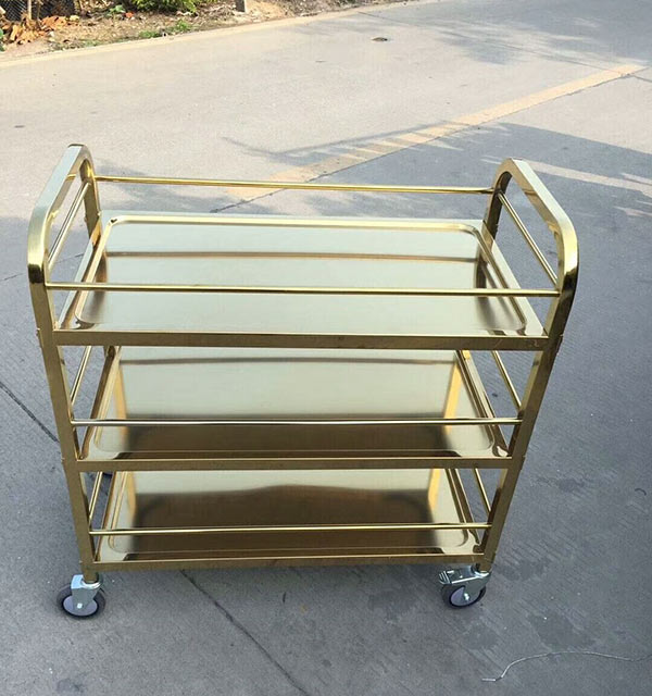 Hình ảnh chụp thật xe đẩy phục vụ rượu đồ ăn 3 tầng