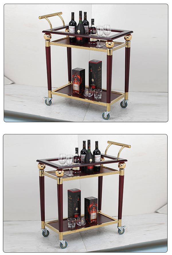 Hình ảnh xe đẩy rượu bằng gỗ và inox