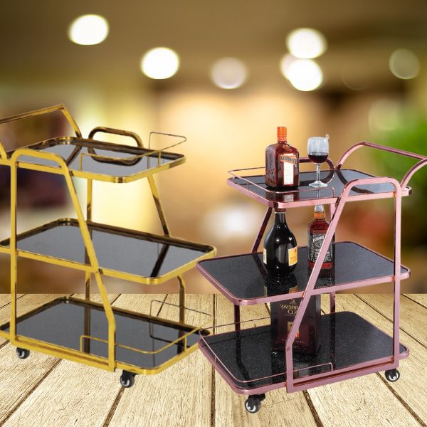 Xe đẩy rượu khung inox mặt kính cao cấp