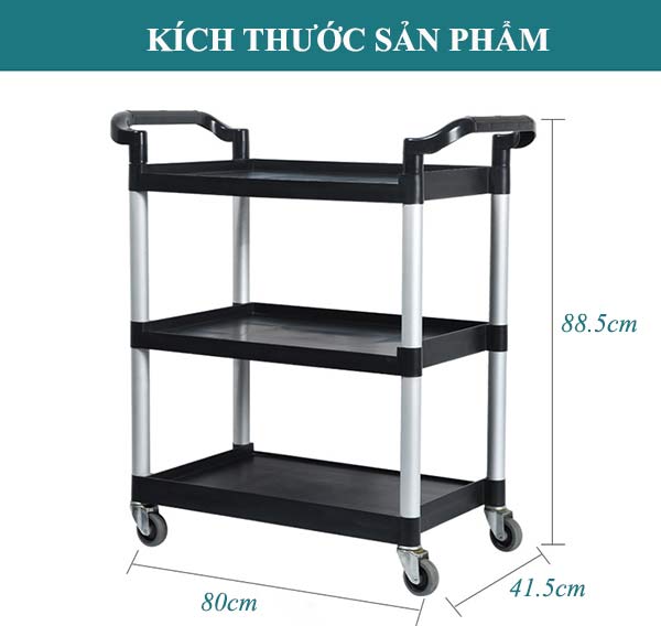 Tham khảo kích thước xe đẩy nhựa 3 tầng