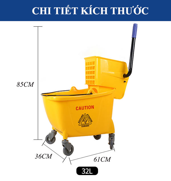 Kích thước xe vắt móp - xe lau sàn nhà
