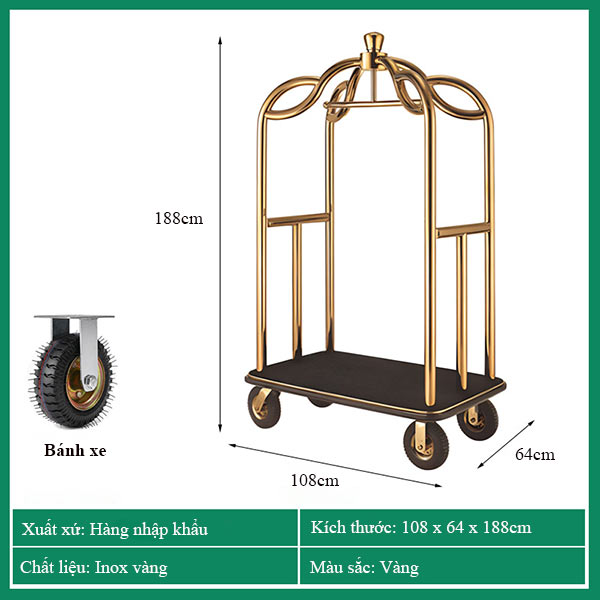 Tham khảo kích thước xe inox vận chuyển vali