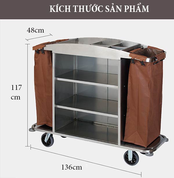 Kích thước xe dọn buồng phòng 3 tầng