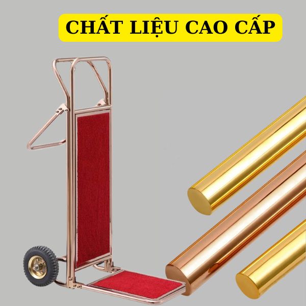 Mẫu xe chở vali, hành lý sản xuất từ inox mạ vàng tốt
