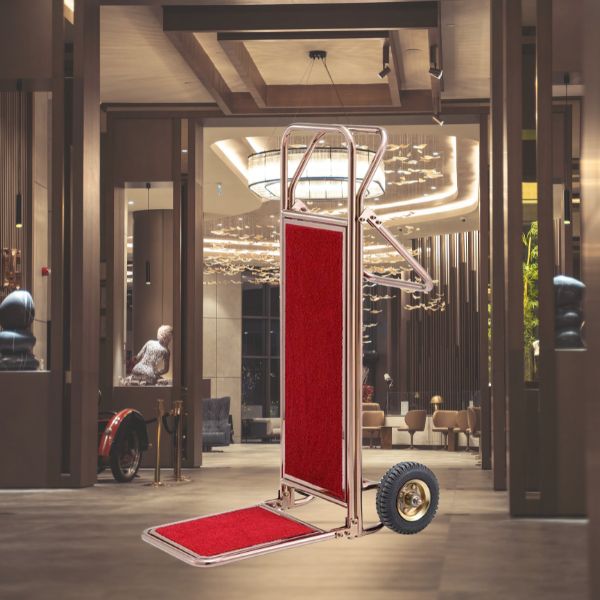 Xe đẩy hành lý kiểu dáng chữ L với 2 bánh xe hỗ trợ