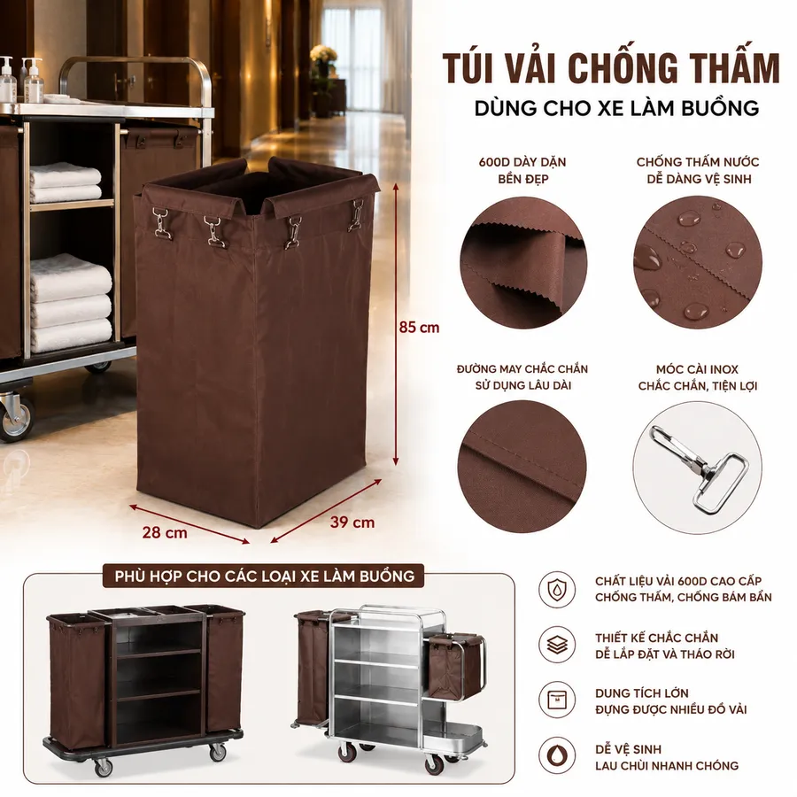 Túi vải xe làm buồng phòng khách sạn