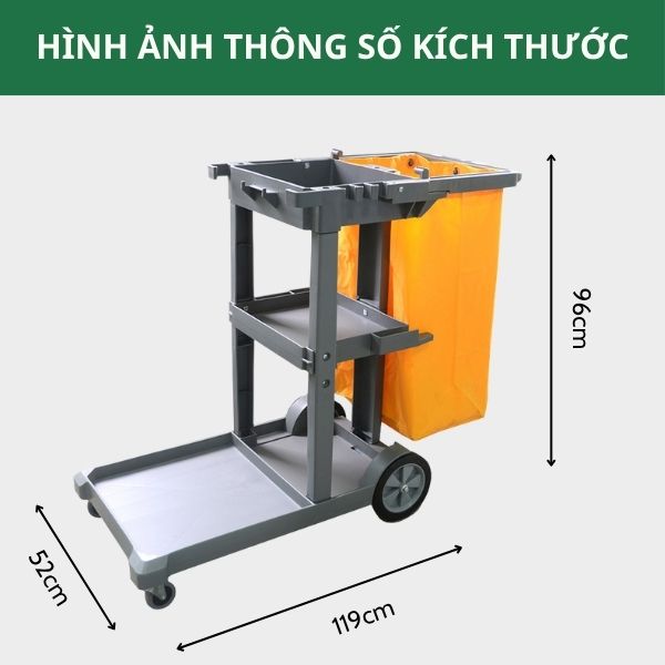 Kích thước xe làm vệ sinh 3 tầng chữ L