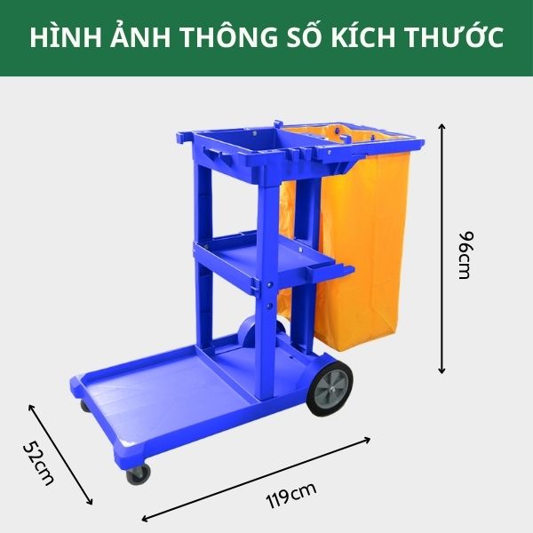 Kích thước xe làm vệ sinh 3 tầng chữ L
