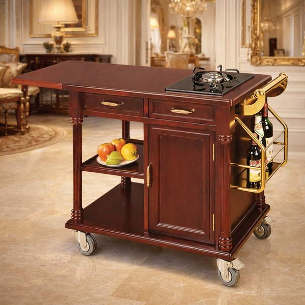 Mẫu xe đẩy phục vụ bàn tiệc có kèm bếp gas đi cùng