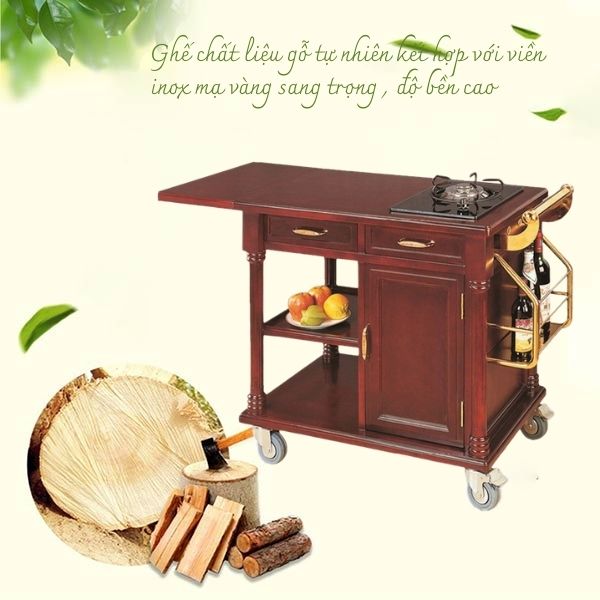 Mẫu xe đẩy phục vụ bằng gỗ cao cấp