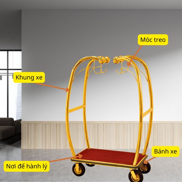 Các bộ phận kết cấu của xe trolley đều được trau chuốt cẩn thận