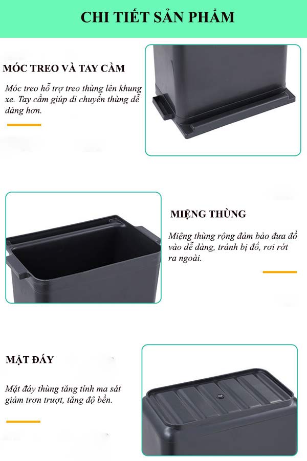 Xô nhựa treo xe dọn đồ nhà hàng cỡ lớn
