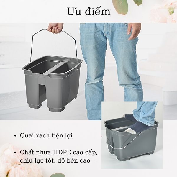 Xô lau kính làm từ nhựa HDPE cao cấp, chịu lực tốt